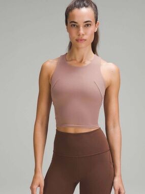Lululemon Neutral wunder train  Tan Crop Tank Top size 2